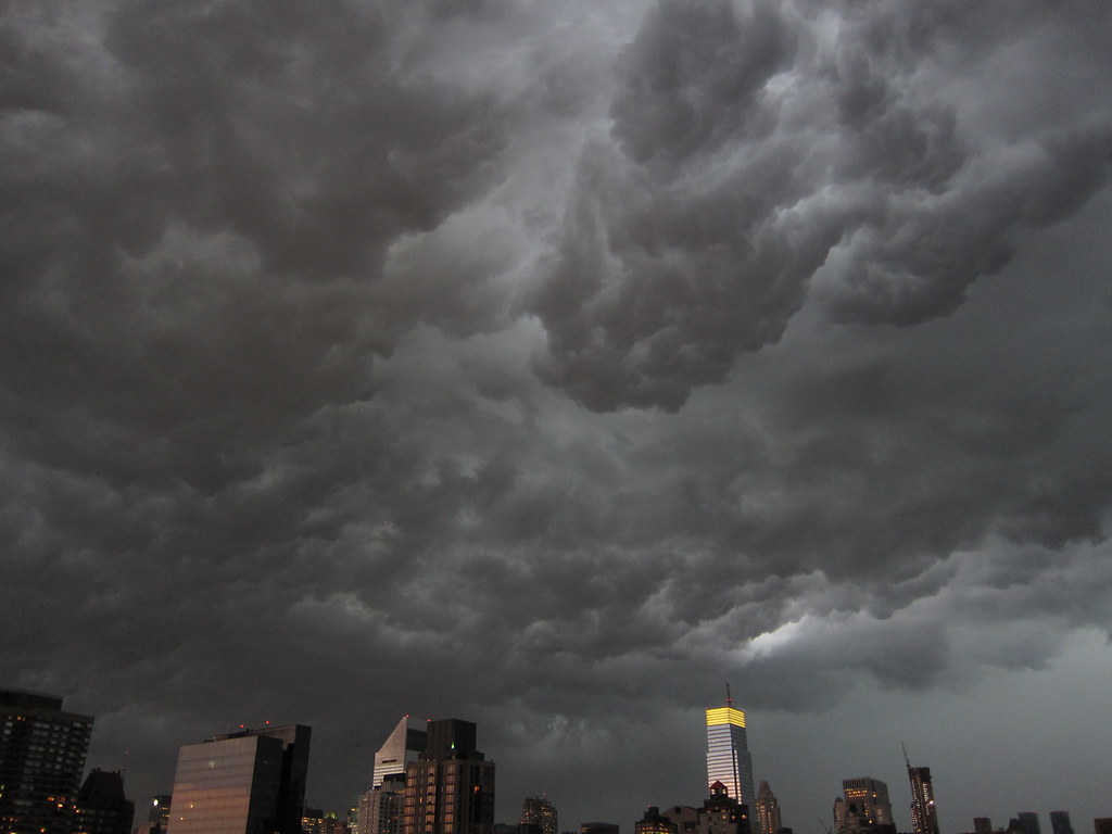 Dark clouds gather over New York city